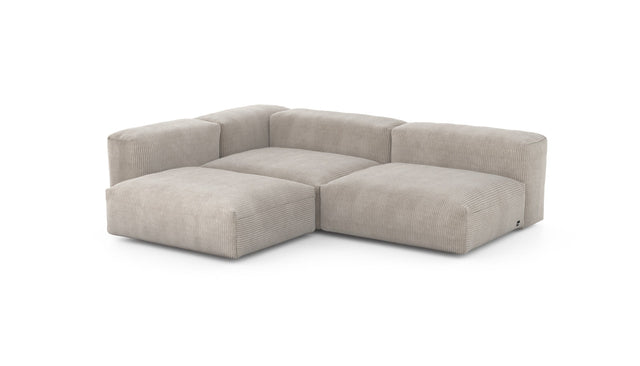 Preset three module corner sofa - cord velours - platinum - 220cm x 220cm