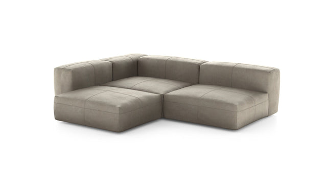 Preset three module corner sofa - leather - beige - 220cm x 220cm