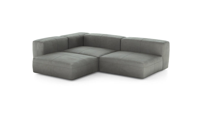 Preset three module corner sofa - leather - light grey - 220cm x 220cm