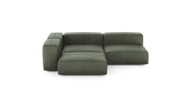 Preset three module corner sofa - leather - olive - 220cm x 220cm