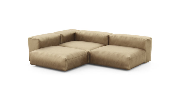 Preset three module corner sofa - velvet - caramel - 220cm x 220cm