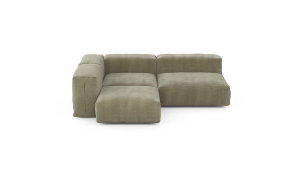 Preset three module corner sofa - cord velours - khaki - 241cm x 199cm