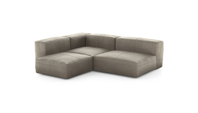 Preset three module corner sofa - leather - beige - 241cm x 199cm