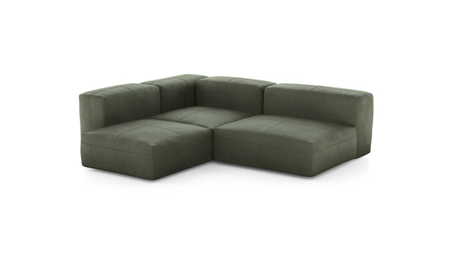 Preset three module corner sofa - leather - olive - 241cm x 199cm