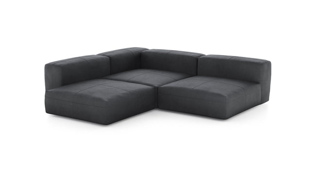 Preset three module corner sofa - leather - dark grey - 241cm x 241cm