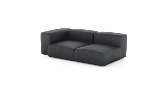 Preset two module chaise sofa - leather - dark grey - 199cm x 115cm