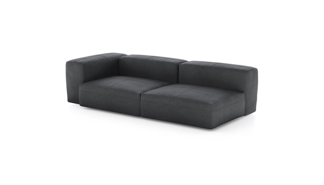 Preset two module chaise sofa - leather - dark grey - 241cm x 115cm