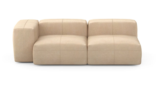 Preset two module chaise sofa - 199 x 94 - leather - beige