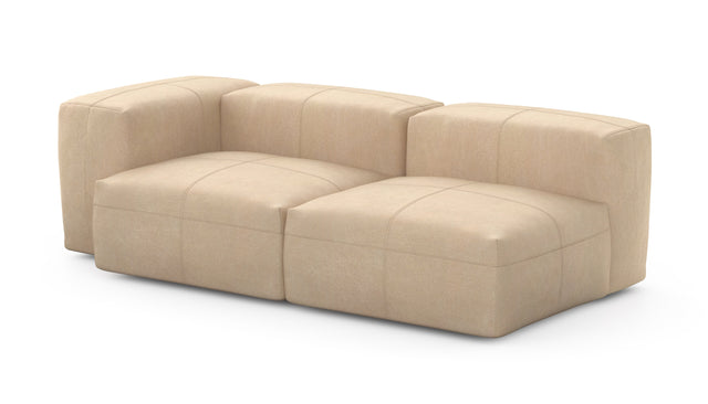 Preset two module chaise sofa - 199 x 94 - leather - beige