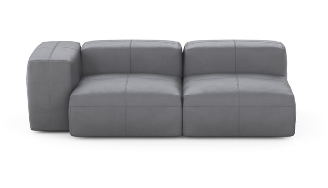 Preset two module chaise sofa - 199 x 94 - leather - dark grey