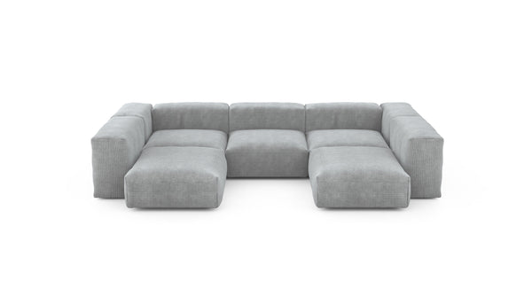 Preset u-shape sofa - cord velours - light grey - 314cm x 220cm