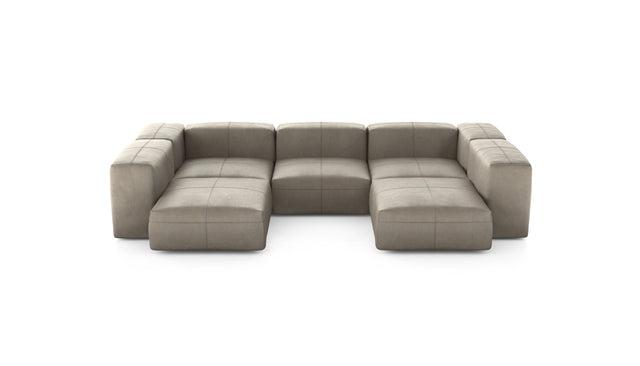 Preset u-shape sofa - leather - beige - 314cm x 220cm