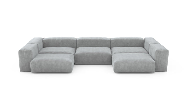 Preset u-shape sofa - cord velours - light grey - 377cm x 199cm