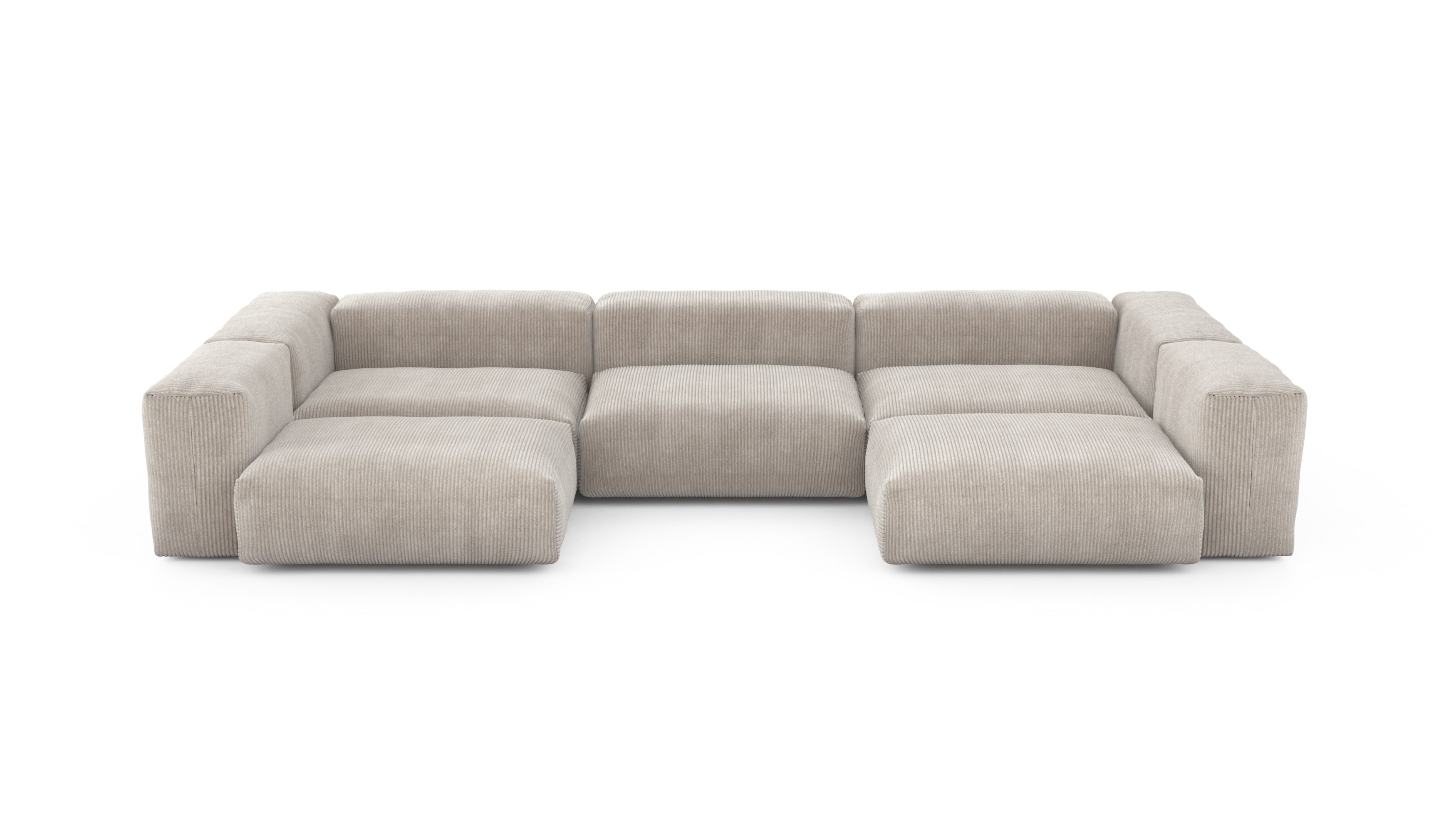 u-shape sofa - cord velour - platinum - 377cm x 199cm — Default Title