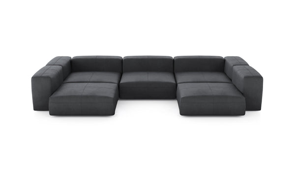 Preset u-shape sofa - leather - dark grey - 377cm x 220cm