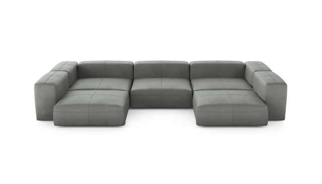 Preset u-shape sofa - leather - light grey - 377cm x 220cm