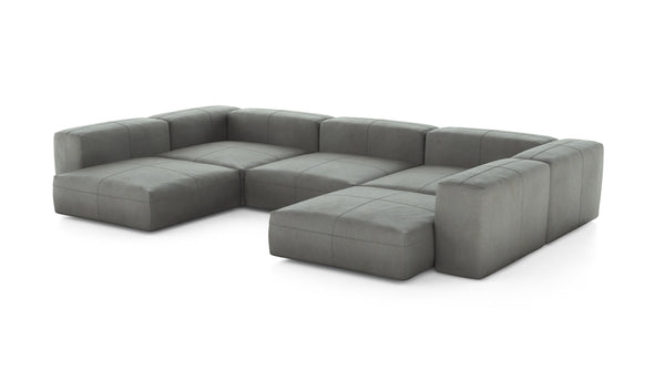 Preset u-shape sofa - leather - light grey - 377cm x 220cm