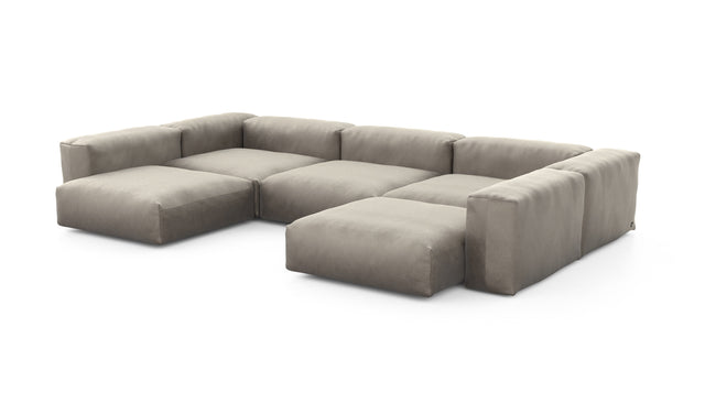 Preset u-shape sofa - velvet - stone - 377cm x 220cm