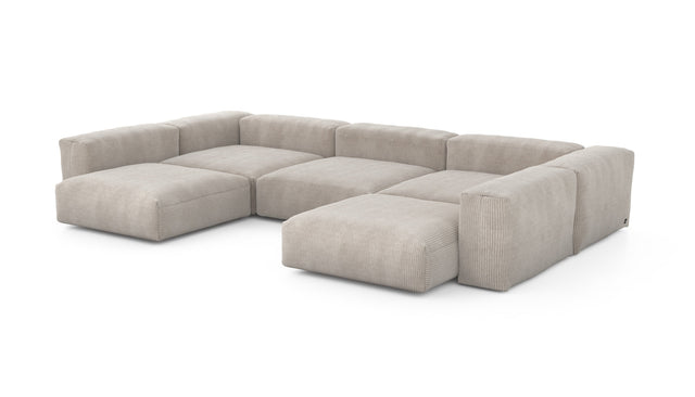 Preset u-shape sofa - cord velours - platinum - 377cm x 241cm